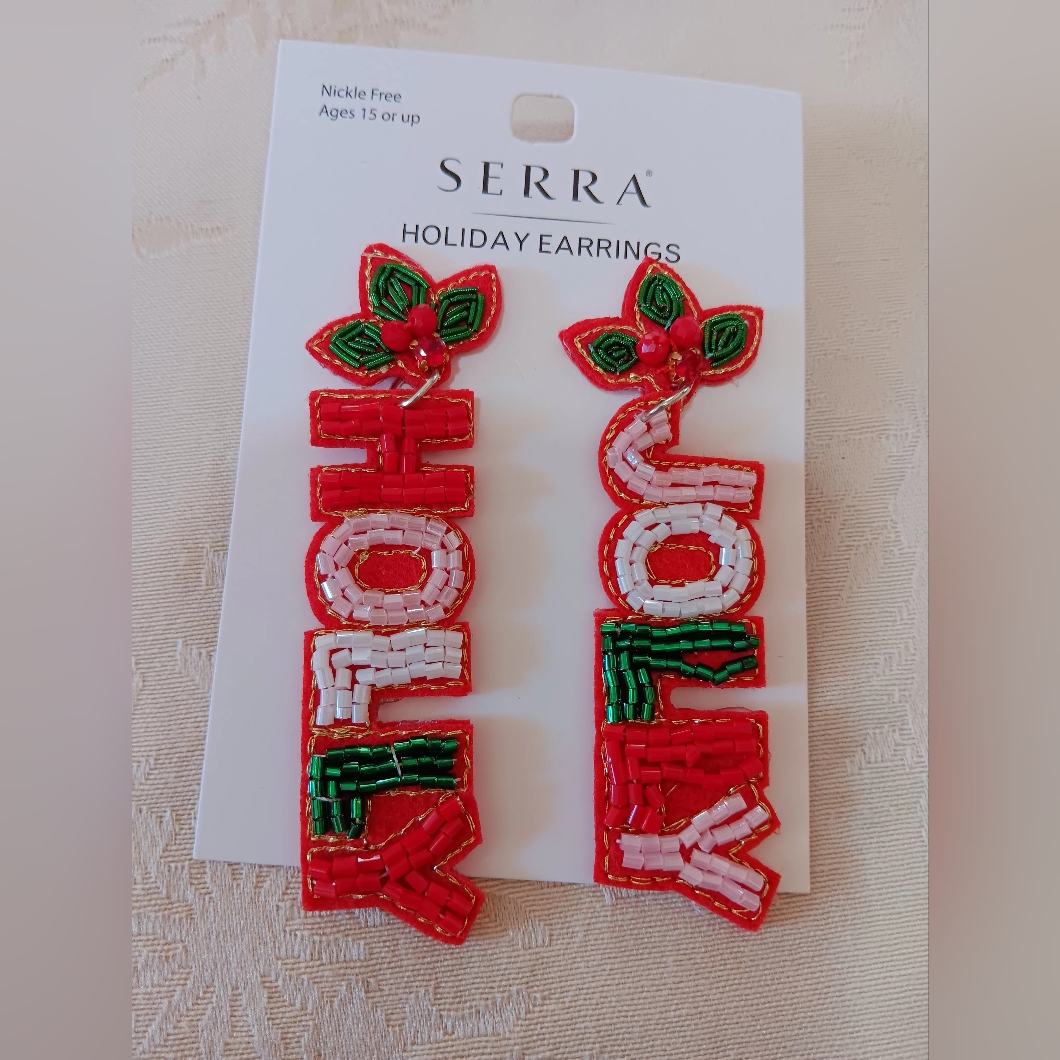 Earrings Holly Jolly Beaded Pierced Nwt Holiday Christmas Nickle Free